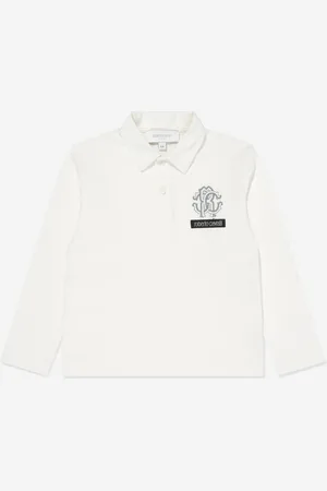 Roberto Cavalli Boys Long Sleeve Logo Polo Shirt in - Size 14Y