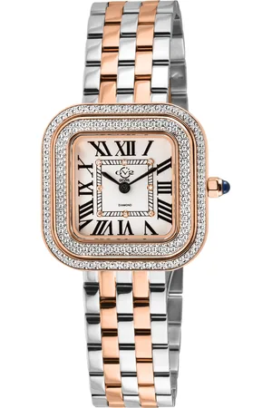 GV2 by Gevril Womens Bellagio Swiss Made Diamond Watch, Silver-White Dial, Two toned SS/IPRG Bracelet - - One Size