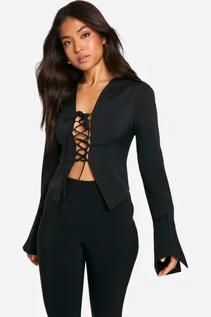Boohoo Womens Petite Lace Up Tailored Shirt - - Size 8 UK