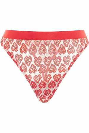 Nicce London Contrasting White/ Womens AOP Heart Thong Underwear 211 2 15 10 0469 Cotton - Size Medium