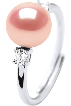 Diadema Womens Ring Adjustable Freshwater Pearl 7-8mm Natural and oxides of zirconium 925 Silver - One Size