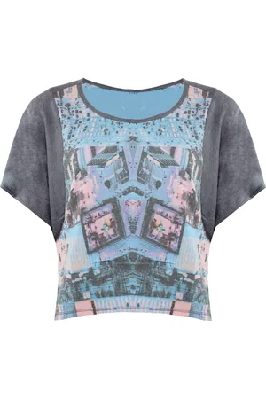Vans Off The Wall Round Short Sleeve Womens Startstruck Crop Top V07THTG Cotton - Size Medium