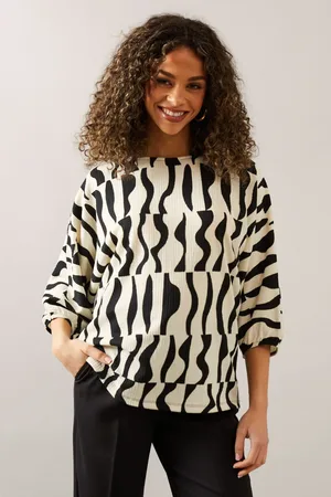 wallis Womens Abstract Print Elasticated Cuff Top - - Size 10 UK