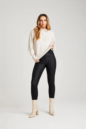 Urban Bliss Womens Leather-Look High Waist Skinny 