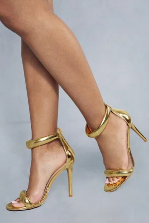MissPap Womens Metallic Padded Barely There Heels - - Size UK 3