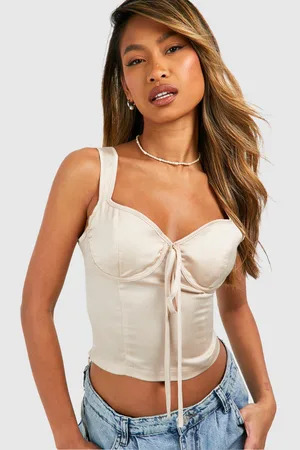 Boohoo Womens Satin Cupped Tie Corset - - Size 10 UK