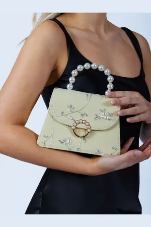 SVNX Womens Embroidered Floral Pearl Top Handle Bag - - One Size