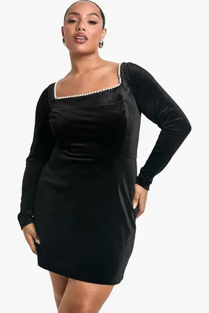 Boohoo Womens Plus Pearl Square Neck Skater Dress - - Size 16 UK
