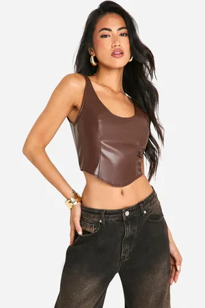 Boohoo Womens Pu Scoop Seam Detail Corset Top - - Size 12 UK