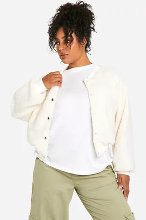 Boohoo Womens Plus Boucle Bomber Jacket - - Size 22 UK