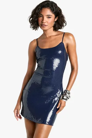 Boohoo Womens Tall Sequin Strappy Mini Dress - - Size 14 UK