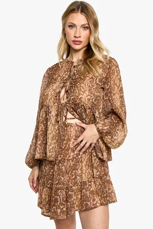 Boohoo Womens Maternity Elasticated Waist Chiffon Snake Print Tiered Mini Skirt - - Size 10 UK