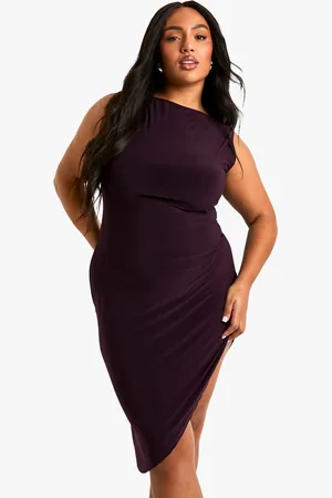 Boohoo Womens Plus Racer Asymmetric hem Midi Dress - - Size 24 UK