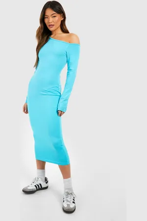 Boohoo Womens Assymetric Long Sleeve Midi Dress - Cotton - Size 12 UK
