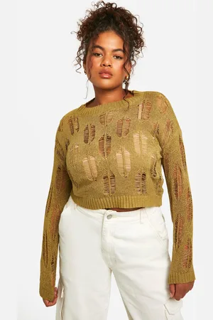 Boohoo Womens Plus Ladder Detail Sheer Jumper - - Size 20 UK