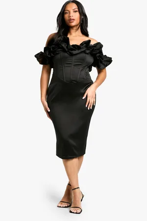 Boohoo Womens Plus Volume Off The Shoulder Midi Dress - - Size 20 UK