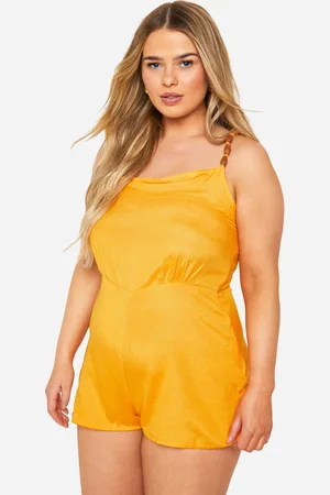 Boohoo Womens Plus Woven Bead Detail Strappy Playsuit - Cotton - Size 18 UK