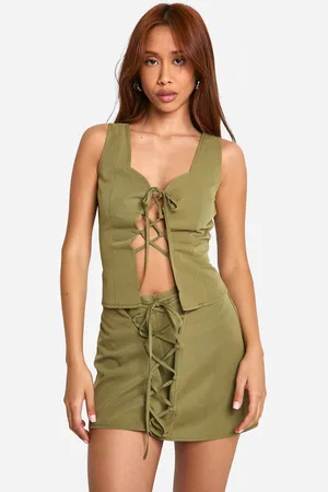 Boohoo Womens Lace Up Front Mini Skirt - - Size 14 UK