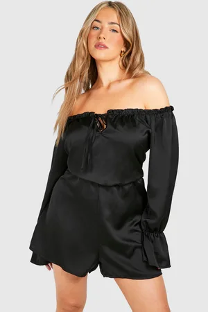 Boohoo Womens Plus Satin Bardot Frill Detail Playsuit - - Size 20 UK