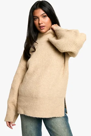 Boohoo Womens Maternity Oversized High Neck Knitted Jumper - - Size 16 UK