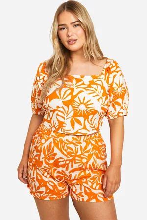 Boohoo Womens Plus Tropical Print Shorts - - Size 24 UK
