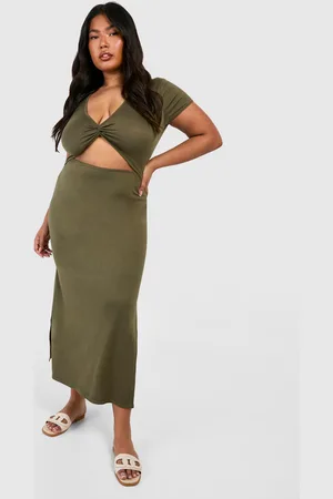 Boohoo Womens Plus Super Soft Jersey Twist Front Midaxi Dress - - Size 22 UK