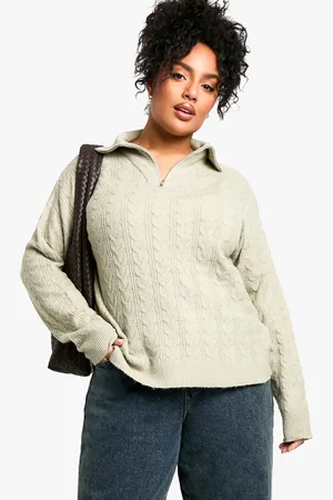 Boohoo Womens Plus Soft Cable Funnel Neck Jumper - - Size 16 UK
