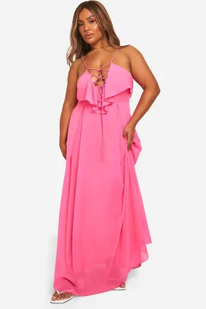 Boohoo Womens Plus Lace Up Ruffle Front Maxi Dress - - Size 26 UK