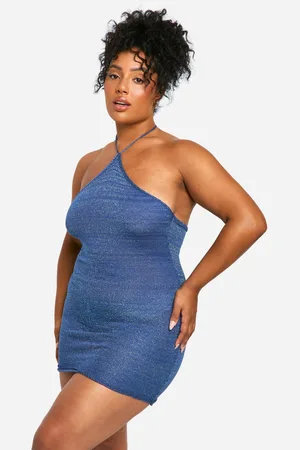 Boohoo Womens Plus Glitter Knitted High Neck Mini Dress - - Size 26 UK