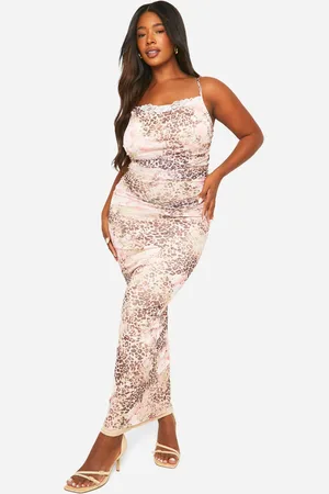 Boohoo Womens Plus Mesh Print Lace Detail Maxi Dress - Size 16 UK