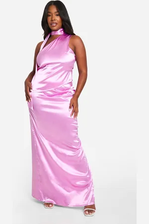 Boohoo Womens Plus Premium Satin One Shoulder Top & Maxi Skirt Co-ord - - Size 28 UK