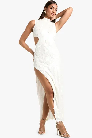 Boohoo Womens Sequin High Neck Cut Out Split Leg Maxi Dress - - Size 12 UK