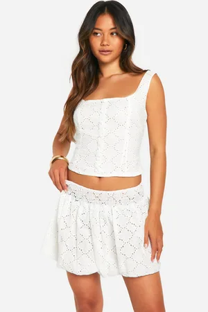 Boohoo Womens Broderie Puff Ball Mini Skirt - - Size 12 UK