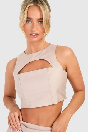 Boohoo Womens Cut Out Crop Top - Cotton - Size 16 UK
