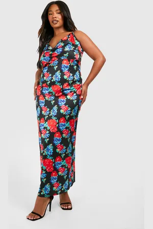 Boohoo Womens Plus Floral Printed Satin Maxi Dress - - Size 20 UK