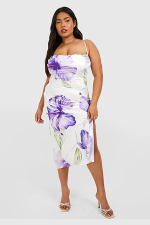 Boohoo Womens Plus Printed Midi Slip Dress - - Size 20 UK