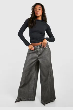 Boohoo Womens Vintage Look Faux Leather Wide Leg Trouser - - Size 6 UK