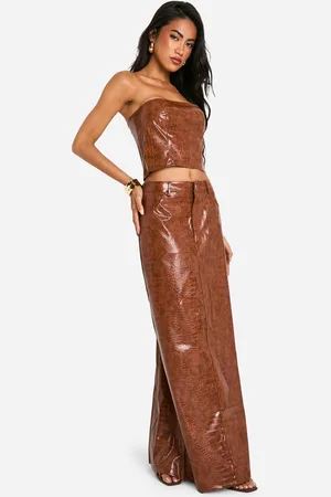 Boohoo Womens Croc Look Faux Leather Maxi Skirt - - Size 10 UK