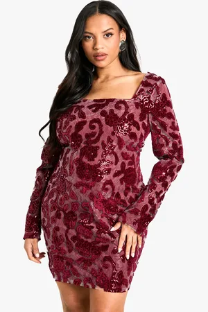 Boohoo Womens Plus Demask Square Neck Bodycon Dress - - Size 20 UK