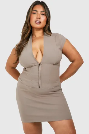 Boohoo Womens Plus Corset Hook And Eye Bodycon Dress - - Size 26 UK