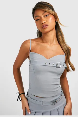 Boohoo Womens Buckle Detail Corset Top - Viscose - Size 10 UK