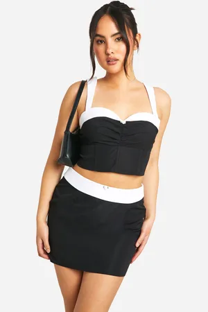 Boohoo Womens Contrast Waistband Flower Detail Mini Skirt - - Size 8 UK