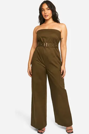 Boohoo Womens Plus Utility Bandeau Belted Jumpsuit - - Size 22 UK