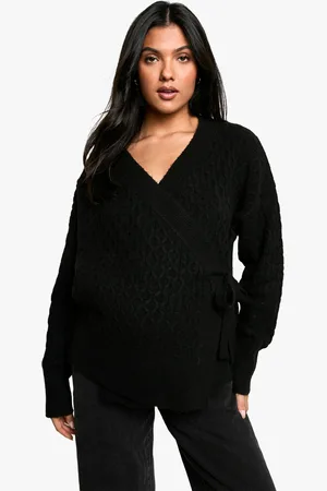 Boohoo Womens Maternity Soft Cable Knitted Wrap Cardigan - - Size 12 UK
