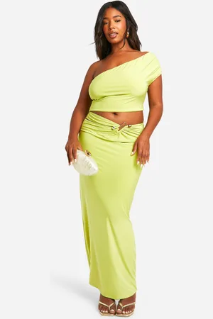 Boohoo Womens Plus Double Slinky Cut Out Trim Detail Maxi Skirt - - Size 20 UK