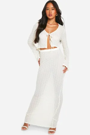 Boohoo Womens Sheer Textured Low Rise Maxi Skirt - - Size 8 UK