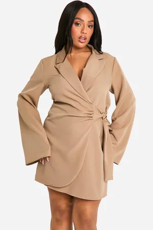 Boohoo Womens Plus Buckle Detail Tie Waist Tailored Blazer Dress - - Size 24 UK