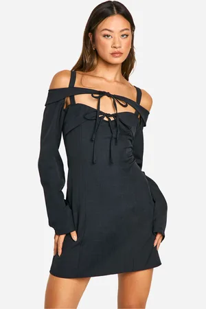 Boohoo Womens Tall Bardot Cut Out Tailored Mini Dress - - Size 14 UK