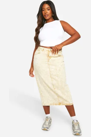 Boohoo Womens Plus Washed Denim Maxi Skirt - Cotton - Size 28 UK