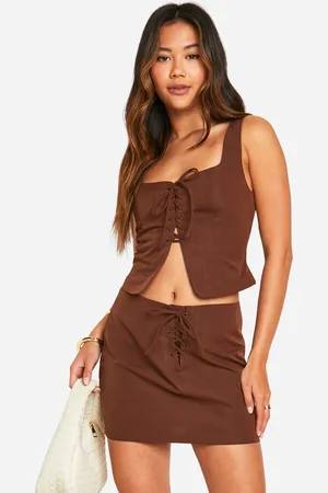 Boohoo Womens Lace Up Front Micro Mini Skirt - - Size 10 UK